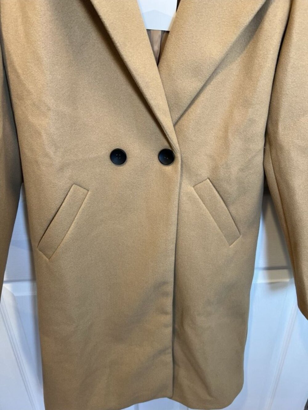 Fashion Women’s Camel Wool Blend Winter Coat XL Long Classic Elegant NWT - Picture 6 of 12